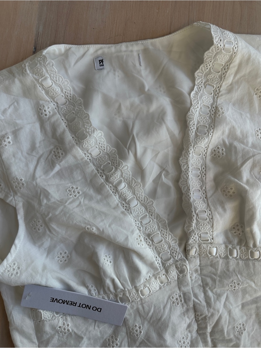 Princess Polly White Eyelet Lace-Trim Cap Sleeve Top - Picture 3 of 3